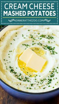 These cream cheese mashed potatoes are boiled potatoes blended with butter, milk, cream cheese and seasonings to make a rich and creamy side dish.