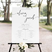 Wedding Program Sign Template Modern Calligraphy Timeline | Etsy