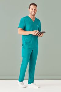 Traditional V-neck scrubs top, with all the extras Functional pockets, utility loops and bungee cord Fabric Care Size Guide 96% Polyester 4%, Elastane, with wicking finish Easy-care, wash and wear performance fabric for the most demanding of environments Warm gentle machine wash 40°C Do not bleach, soak or tumble dry Line dry in shade Size Guide