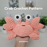 Make your own silly crab using my crochet pattern! This is a PDF Digital Download file that teaches you how to make your own crab plushy. This is NOT a finished product. No plushy will be shipped to you. Difficulty level: Advanced Beginner Language: U.S. Terminology Skills Required: -Magic Ring -Single Crochet -Increase -Invisible Decrease -Color Changing -Back Loop Only Materials: - 5mm crochet hook -16 mm safety eyes -Super Bulky Yarn (at least 2 colors) I use Sweet Snuggles Lite in Coral and