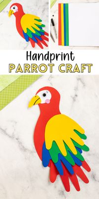 Dive into the joy of jungle crafting with your kids with our Handprint Parrot Craft activity. We use vibrant card stock and their adorable handprints!