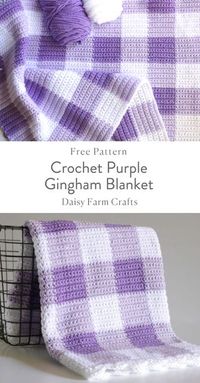 Crochet Purple Gingham Blanket - Free Pattern