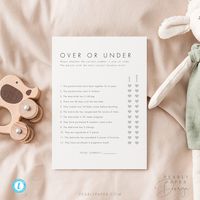 Minimalist Baby Shower Over or Under Game Template Baby - Etsy