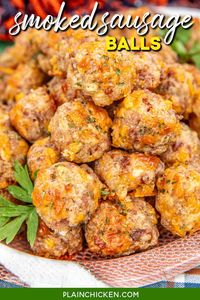 Smoked Sausage Balls Recipe - made with a delicious blend of breakfast sausage, smoked sausage, cream cheese, Cheddar Bay biscuit mix, and cheddar cheese, all perfectly combined for a mouthwatering appetizer. Ideal for parties, game days, or holiday gatherings, these crowd-pleasers are easy to make and even easier to devour. Serve them with your favorite dipping sauces for an irresistible snack that everyone will love!