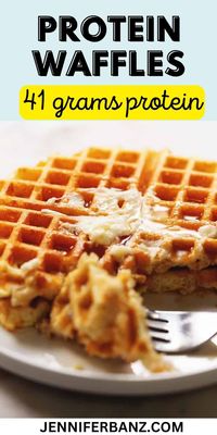 These actually crispy protein waffles only use 4 ingredients and make a very tasty breakfast! Use your favorite whey protein powder, eggs, sour cream or Greek Yogurt, and baking powder to make these delicious and healthy waffles in less than 10 minutes.