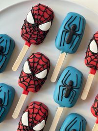 Chocolate sweets spiderman popsicles