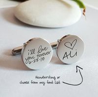 Personalized Cuff Links, Handwriting CuffLinks, Christmas Gift for Dad Husband, Custom Cufflinks Groom Wedding Cuff links father day gift