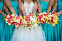 {Teal, Pink & Yellow} Elegant Summer Wedding|Photographer:  Brie Marie Photographers