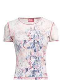 Find DIESEL T-shirt Cotton, Elastane on Editorialist. printed t-shirt, jersey, multicolor, embroidered logo, crewneck, short sleeves, stretch, machine wash, do not bleach, do not tumble dry , Color: Off white , Size: XL