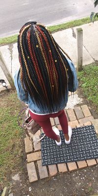 Long box braids w/ fall colors