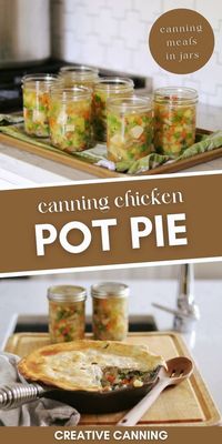 Canning Chicken Pot Pie Filling: Meal Canning Recipes & Easy Canning - Ready to put your pressure canner to work and make a delicious homemade chicken pot pie filling? This simple recipe is a great pressure canning for beginners recipe. Not only is it easy, but you’ll also meals in jars that can be serves with biscuits or in your favorite pie crust. You're going to love this meal canning recipe.