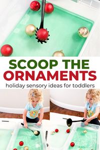 Ornament Scooping | Holiday Sensory Ideas for Toddlers - Toddler Approved