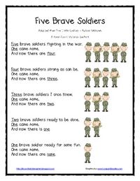 Five Brave Soldiers Math and Literacy Activities for Veterans Day