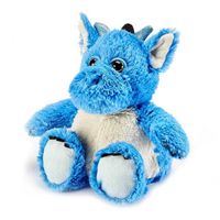 Part of the Warmies classic range is this lovely microwaveable blue dragon cuddly toy. 

The warmies range is a range of fully microwaveable soft toys. This lovely dragon is made from high quality blue plush with an off white tummy, feet and hands. His horns are made from gilttery blue material and his eyes are very charachterful and expressive. 