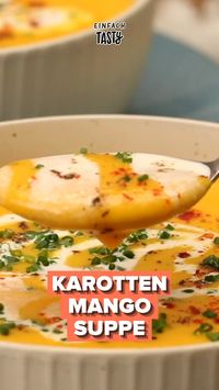 Merk dir den Pin auf deinem Board für Suppenrezepte und kreative Kochideen! Mango und Karotte als Suppe: Einfach Tasty! Die Details zum Rezept und alle Zutaten findest du im Artikel.   Suppe / Cremige Suppe / pürierte Suppe / Rezept mit Karotte / Rezept mit Mango / Mango herzhaft zubereiten / exotische Suppe / Winter-Rezept / Herbst-Rezept / Koch-Ideen