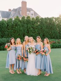 Ocean House, Watch Hill, Newport,Rhode Island Wedding | Fine art film wedding photographer Kati Rosado | New England Wedding Photographer | Beach Wedding | Blue beaded wedding dress | blue and pink wedding | blue bridesmaids dress