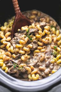 The best Slow Cooker Creamy Beef Stroganoff is a healthy(er), yet rich, savory, and easy crockpot version of classic beef stroganoff.