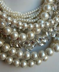 Chunky Pearl Necklace, Wedding Statement Necklace, Trending Necklace, Rhinestone Pearl Necklace, Wedding Jewelry for Bride, Mother of Bride - Etsy