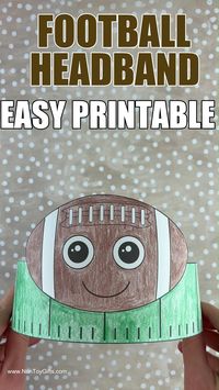 If you're looking for football crafts for kids to do during the football season or for the Super Bowl, this DIY homemade football headband is very easy to make with preschoolers, kindergarteners and older kids. Use the simple football craft printable template at the preschool, pre-K or daycare in February or any other day of the year. Kids can color their football paper hat or they can use the pre colored football crown.