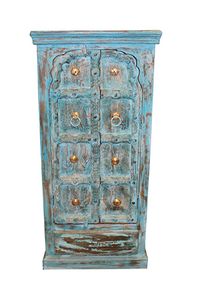 Amazon.com: Mogul Interior Antique Jharoka Cabinet Beautiful Hand Carved Chest Blue Armoire Vintage: Kitchen & Dining