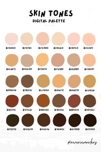 Diverse Skin Tone Palette 𔘓  Color Procreate Palette for Coloring, Digital Bullet Journal, Fashion Illustration, Clip Art, Planner @reveriewonders