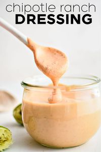 This thick and creamy Chipotle Ranch Dressing adds a smoky and slightly spicy twist to classic ranch dressing. Blend it up in just 10 minutes for a sensational dip or topping to salads, tacos, and so much more!