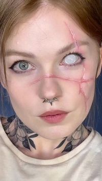 Jo Steel on Instagram: "A quick and easy scar makeup tutorial! 🖤 #makeuptutorial #makeup #halloween #sfxmakeup"