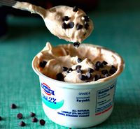 I eat it EVERY DAY sometimes TWICE a day!!! Cookie dough greek yogurt! Just add 1 tbsp. of creamy peanut butter, 1 tsp. of honey, 1/4 tsp of vanilla extract, 1 tbsp. of miniature chocolate chips and a dash of sea salt.