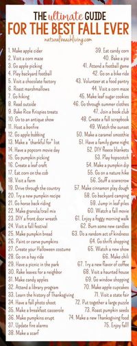 The Ultimate Guide for the Best Fall Ever, Awesome Family Fun Autumn Bucket List, Outdoor Activities, Apple Recipes, Pumpkin ideas, Fall crafts, This List is GREAT!