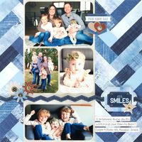 We're all smiles about this denim scrapbook layout! #DenimScrapbookLayout #ScrapbookLayout #LayoutIdea #DenimLayout