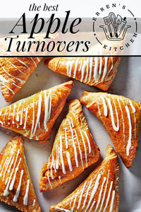 Dive into this flaky, puff pastry dessert recipe for apple turnovers! They're the perfect treat with a spiced apple filling and creamy icing. Simple to make and always a hit, whether you opt for homemade or store-bought pastry. Apples and cinnamon are a heavenly duo in this puff pastry apple turnovers recipe.  These crispy treats with homemade icing are perfect for breakfast or dessert! These are perfect for fall or holiday treat!
Go to errenskitchen.com for easy, delicious recipes!