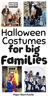 The best , most creative family Halloween costume ideas for 5, 6 or 7+! Include the whole family: mom, dad, sons, daughters, even grandparents and pets! Get everyone in the family matching this year! And guess what? Many of these costume ideas are easy enough to DIY!