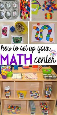 How to set up your math center in your preschool, pre-k, and kindergarten classroom. FREE path game!