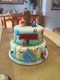 Fun cake at a Winnie the Pooh birthday party! See more party planning ideas at CatchMyParty.com!