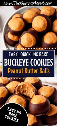 Delicious Peanut Butter Balls, also known as Buckeye Cookies, feature creamy peanut butter centers dipped in rich chocolate. Perfect for a sweet treat or holiday gift, these easy-to-make cookies are a crowd-pleaser.