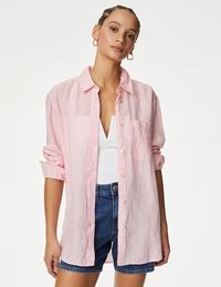 Pure Linen Collared Relaxed Shirt