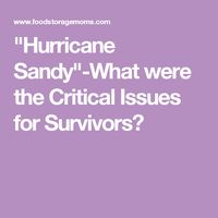 "Hurricane Sandy"-What were the Critical Issues for Survivors?