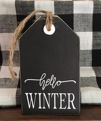 Hello Winter Mini Tag Wood Sign/Tiered Tray Decor/Farmhouse Decor/Rustic Decor/Winter Decor/Wood Sig