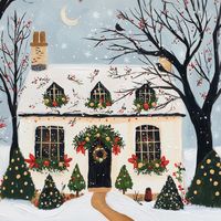 Embrace the magic of the holiday season with this Christmas Cottage digital art print. Featuring a cozy snow-covered house adorned with festive wreaths, garlands, and twinkling lights, this enchanting winter scene captures the warmth and joy of Christmas. Surrounded by decorated trees and snow-laden branches under a starlit sky, this artwork brings the charm of a traditional holiday cottage to your home. Perfect for creating a warm, nostalgic atmosphere, this high-resolution digital download is ideal for living rooms, entryways, and other spaces needing a touch of seasonal cheer. Download, print, and frame this Christmas cottage art to transform your home or gift it to a friend who loves classic holiday decor. Key Features: *Instant Download: Receive this digital file instantly after purch