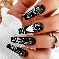 New Release Black Christmas Themed Press On Nail Kit