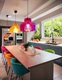 Add a splash of color and vibrancy to your kitchen island with our colorful glass ceiling lights. These eye-catching fixtures light up your workspace while doubling as a piece of art. Choose our unique collection for a stunning and stylish update to your kitchen decor.