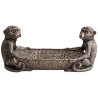 Sitting Monkeys 13 1/2" Wide Bronze Decorative Tray - #82E95 | Lamps Plus