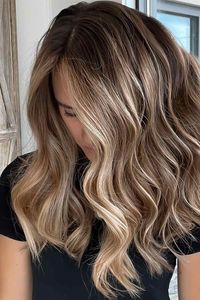 Charming And Chic Options For Brown Hair With Highlights ★ Wavy Long Bob with Highlights