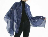 Gold Glitters Shimmer Foil Moon Light Stars Women Scarf Shawl Wrap