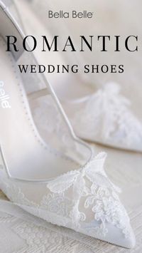 Complete your romantic bridal look with these delicate lace wedding shoes. The intricate lace details add a touch of elegance and femininity. See more lace wedding shoes at BellaBelleShoes.com