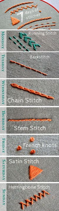 Want to learn embroidering? Join in the 7 days of stitches and get started with the 7 basic stitches!