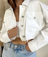 🥤White Garage Cropped Distressed Denim Jacket🥤