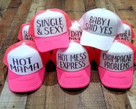 NEON PARTY HATS,Bachelor Party Hat, Crew Hat, Team Crew, Totally Customizable Trucker Cap / Pool Party / Beach Vacation by RideOnApparel on Etsy