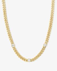 Julian Triple Diamond Cuban Chain Necklace 18" - Gold|White Diamondett – Melinda Maria Jewelry