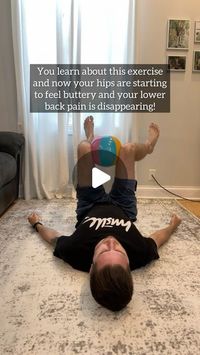 Anytime Mobility on Instagram: "Your hips and back need this! If your hips are tight, your back will hurt. This exercise will help open things up and reduce your pain!

You can also try this sitting a couch or with a pillow instead of a ball. 

#AnytimeMobility #mobility #fitnessrecovery #musclerecovery #mobilization #backpain #shoulderpain"